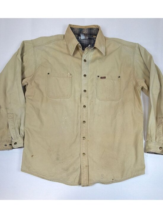 Carhartt Other - Carhartt Men XL Tall Sandstone Canvas Plaid Lined Shirt Jacket Tan S96SRW